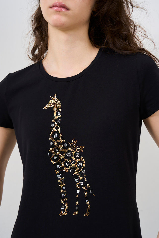 LIU JO T-shirt donna con stampa e applicazioni<BR/><BR/>