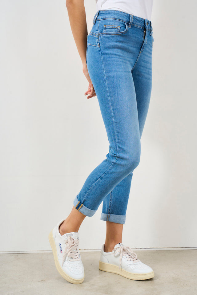 LIU JO Women's skinny bottom up jeans with turn-up