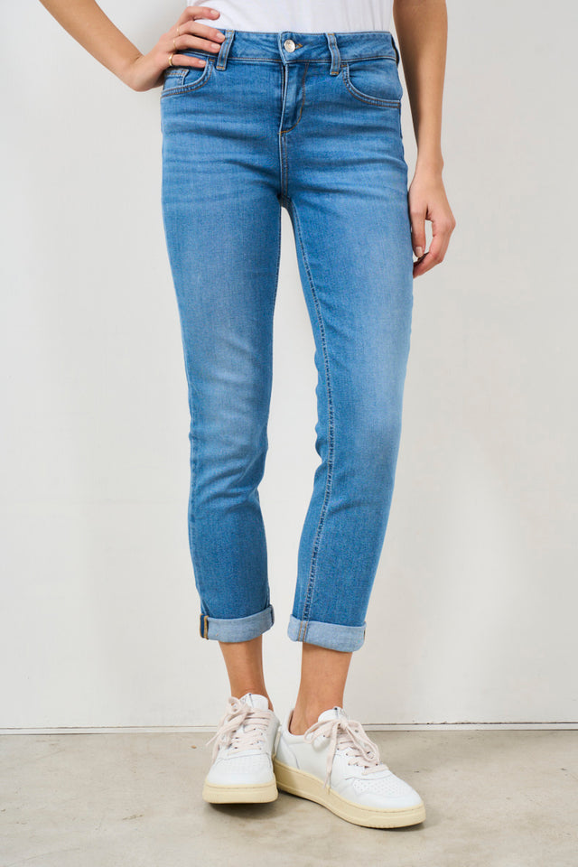 LIU JO Women's skinny bottom up jeans with turn-up