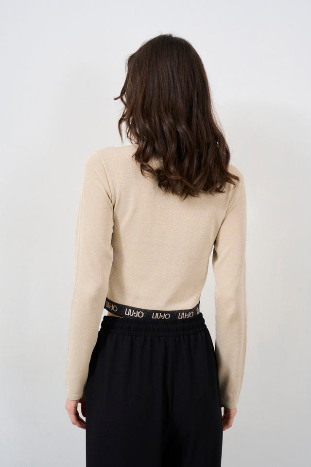 Women's sweater with champagne jacquard logo