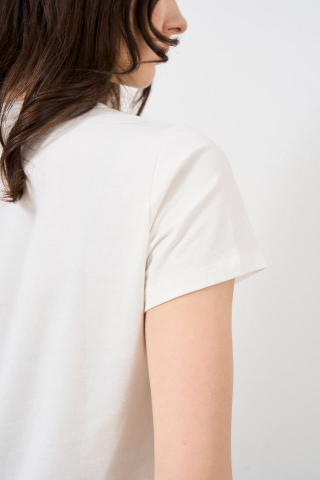 Women's T-Shirt With Star Print In White Lurex<br>