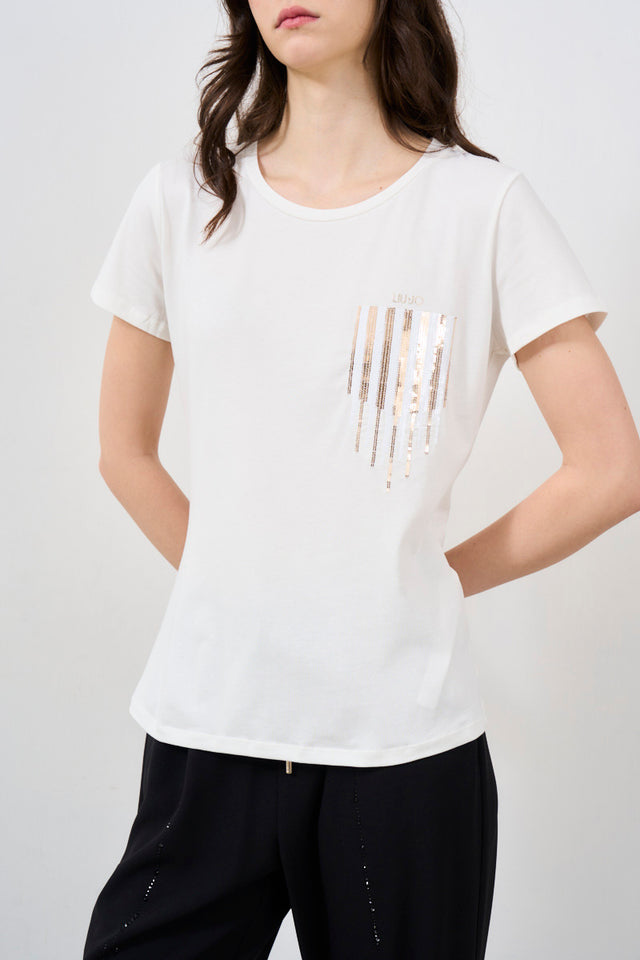 Women's T-Shirt With White Sequins
