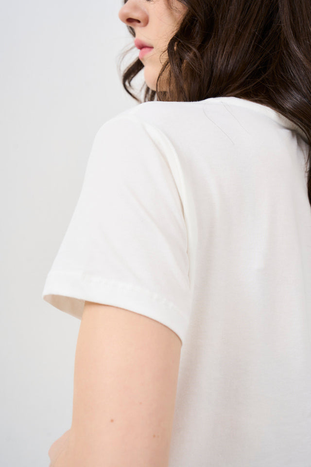 Women's T-shirt with maxi white rhinestone logo