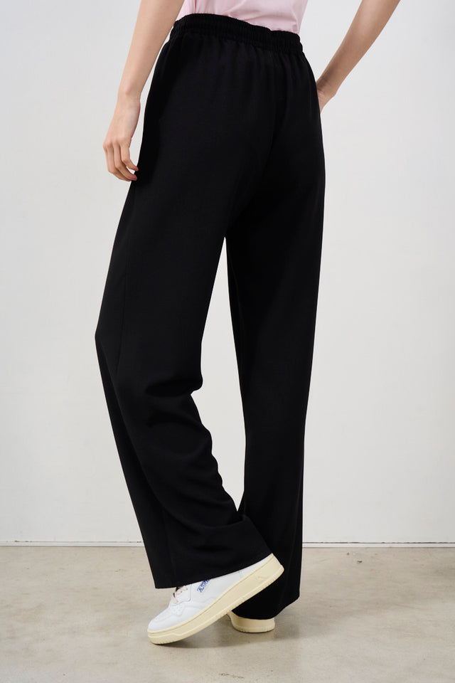 Women's trousers with drawstring and rhinestone detail