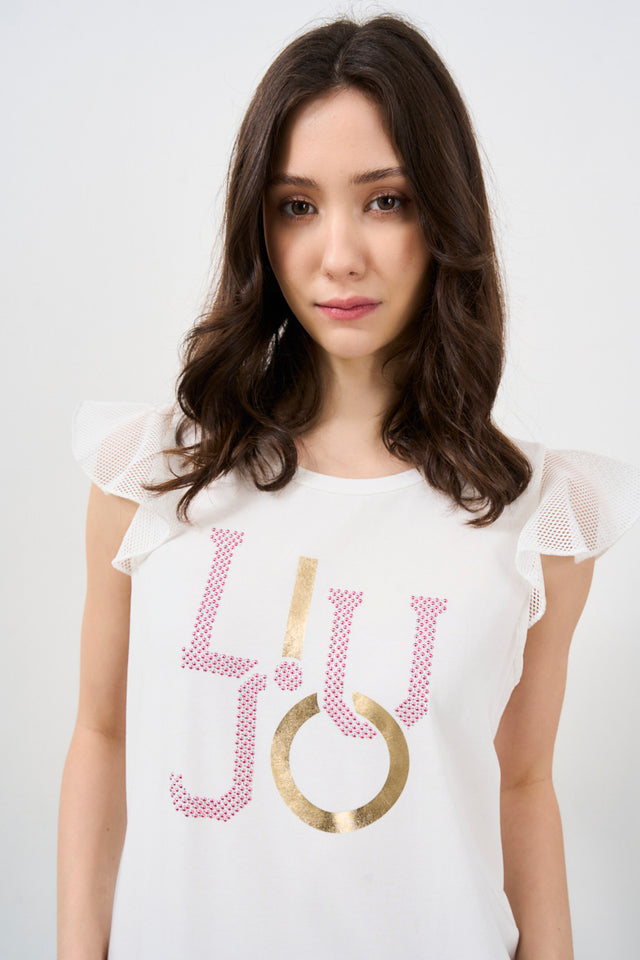 Women's T-Shirt With White Cap Sleeves
