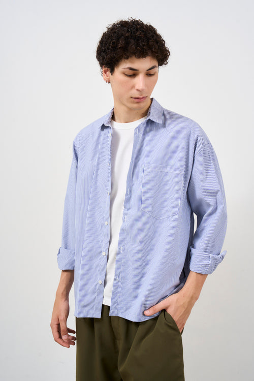 Camicia uomo a righe bianco e blu - 2