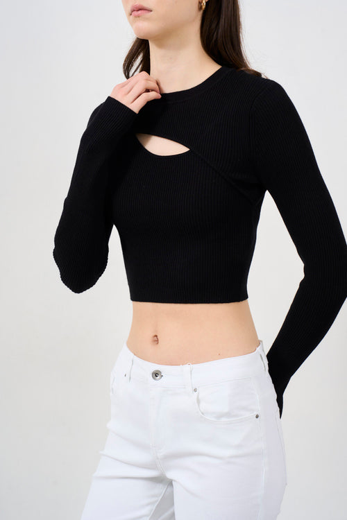 Women's knitted sweater with cut out - 1