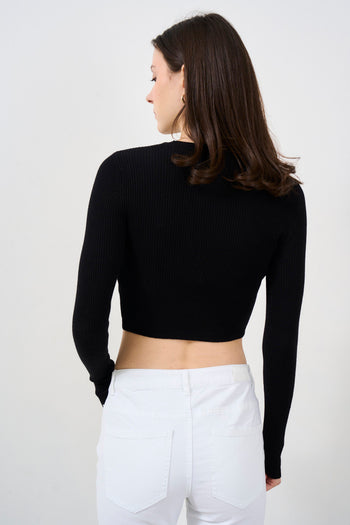 Women's knitted sweater with cut out - 3