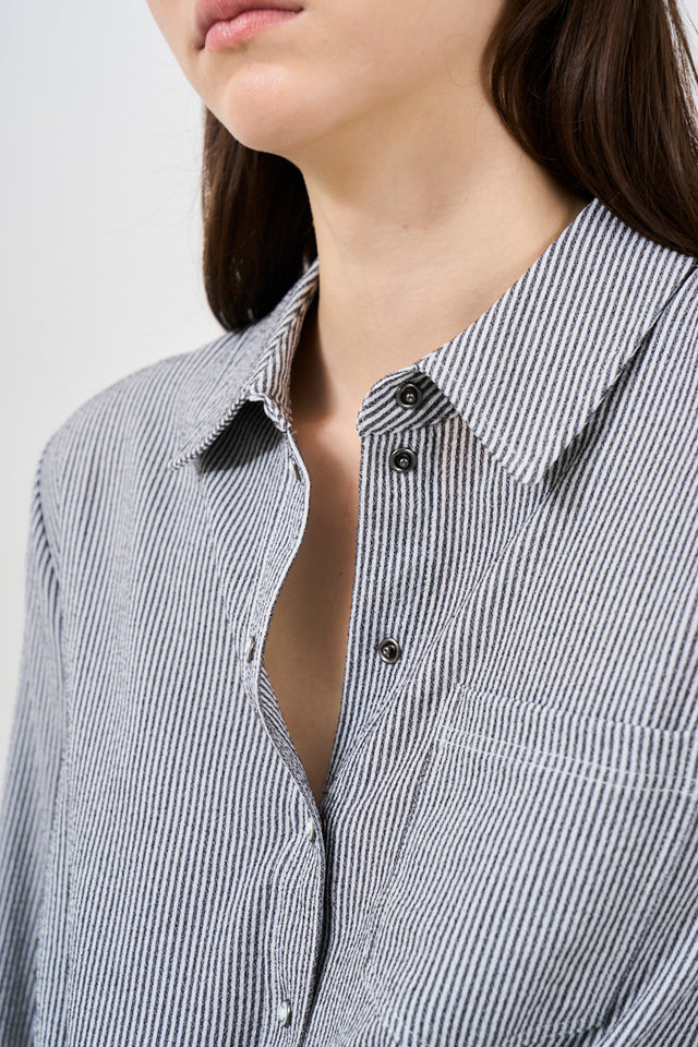Striped women's shirt with knot