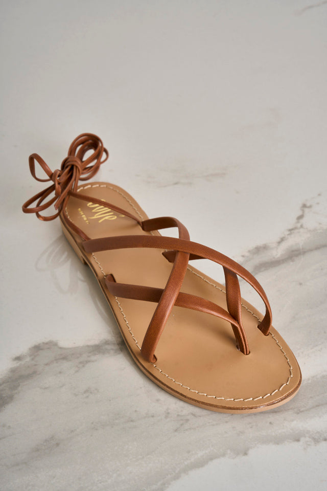 Leather-coloured gladiator sandal