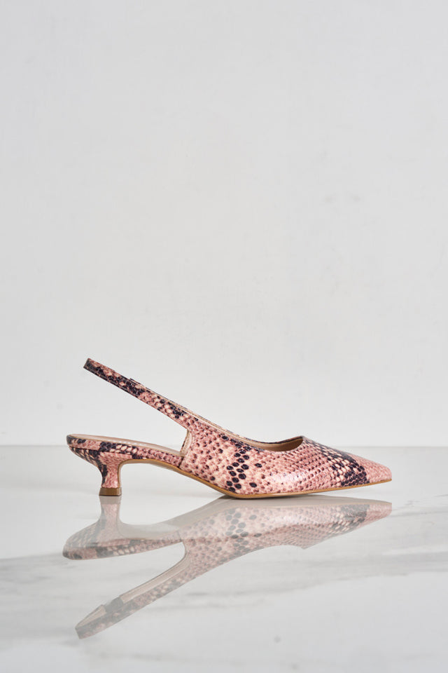 Women's slingback in python patterned leather