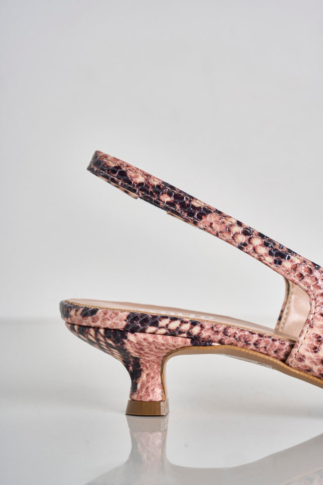 Women's slingback in python patterned leather