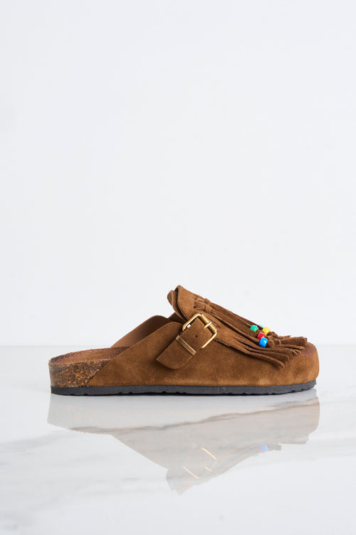 Suede sabot style sandal