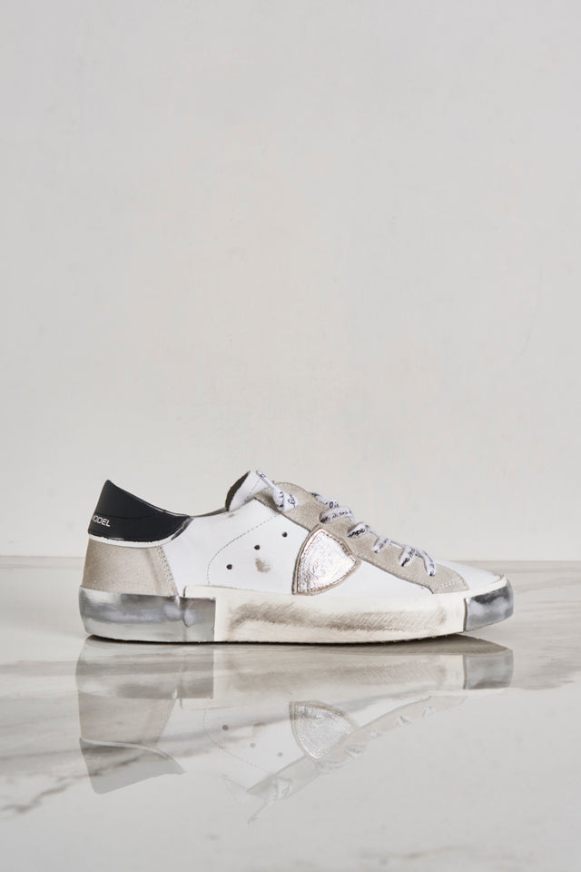 Sneakers donna Prsx low bianche e argento