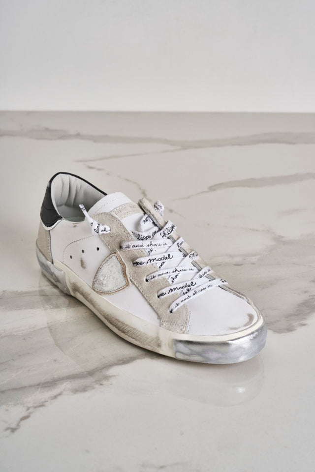 White and silver Prsx low women's sneakers