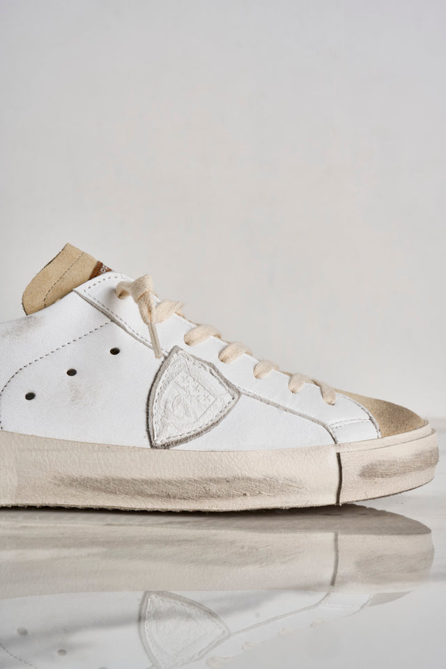 Prsx low men's sneakers in white and camel