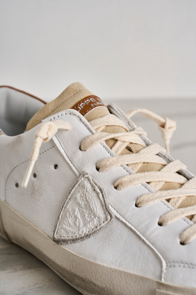 Prsx low men's sneakers in white and camel