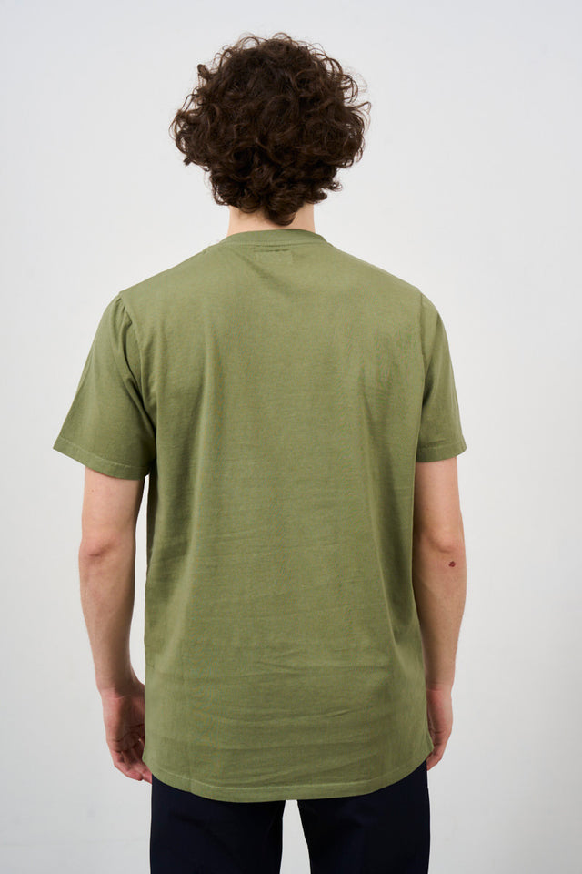 T-shirt uomo verde militare con taschino