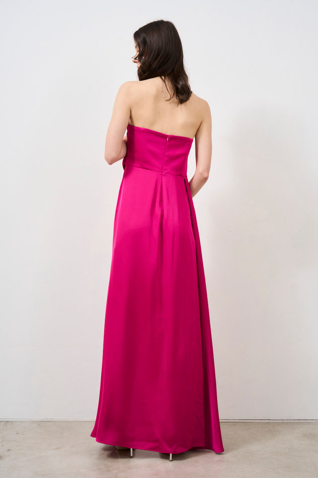 Long dress with draped sweetheart neckline