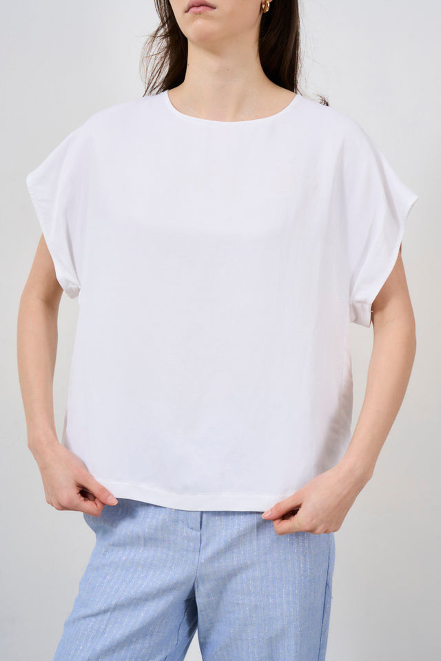 T-shirt donna in raso con maniche ampie