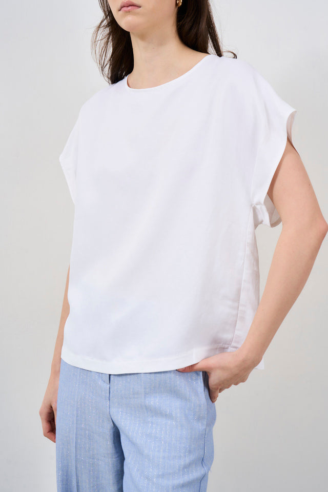 Women's satin t-shirt with wide sleeves