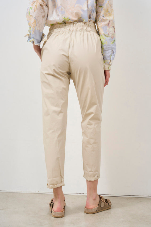 Poplin trousers with elastic