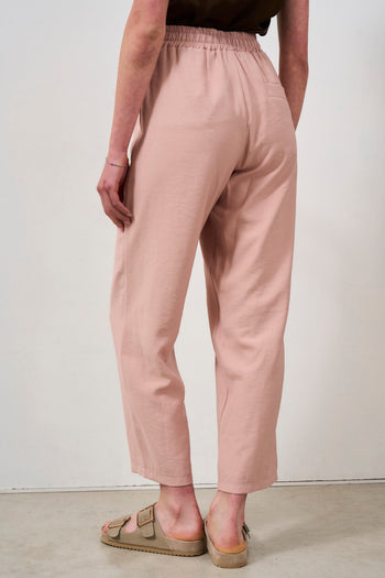 Pantalone donna rosa cipria con coulisse - 3