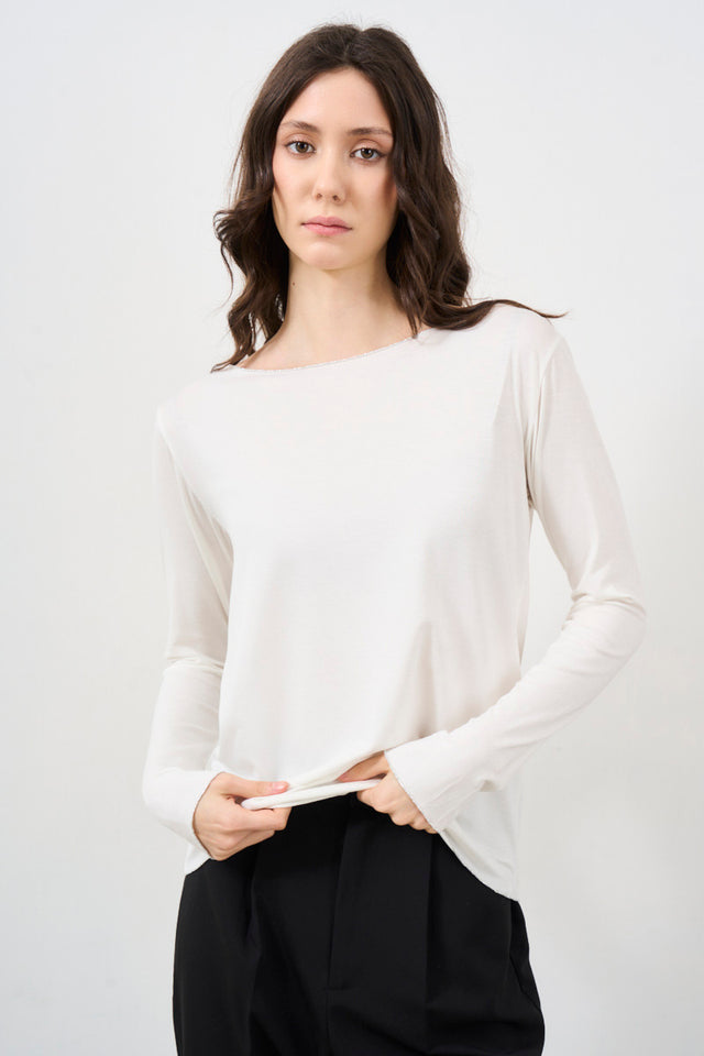 Women's white boat neck sweater