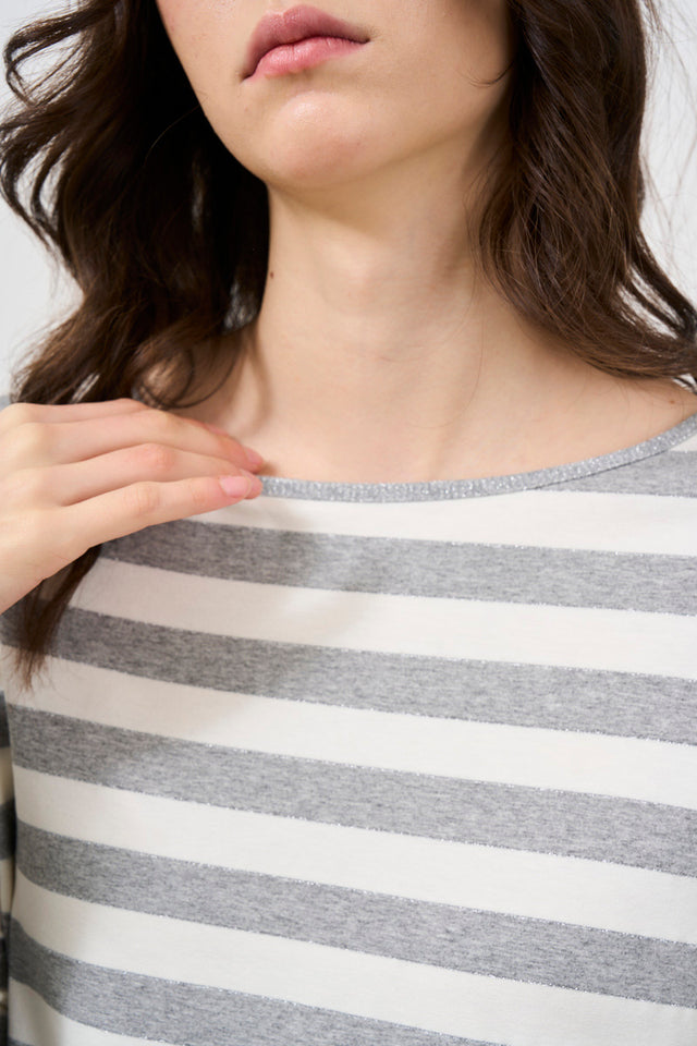 T-shirt donna a maniche lunghe in lurex
