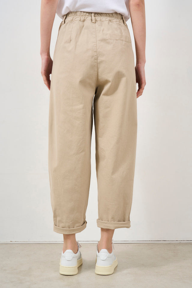 Beige cropped women's trousers