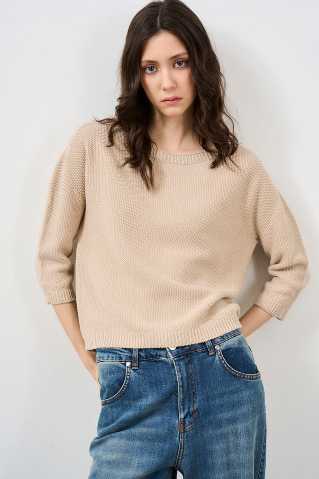 Women's sweater with rice stitch texture