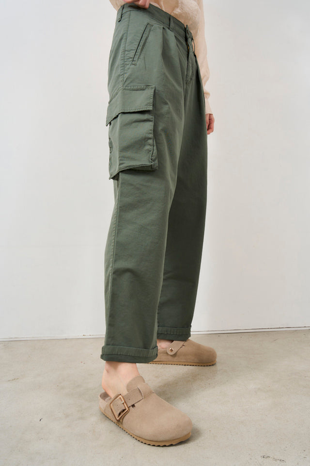 Military green women's cargo trousers