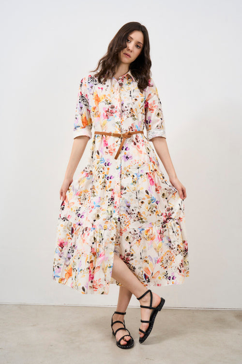 Floral women's dress with belt