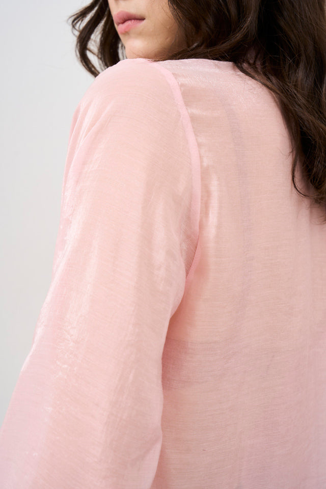 Women's shirt with pink ruffles