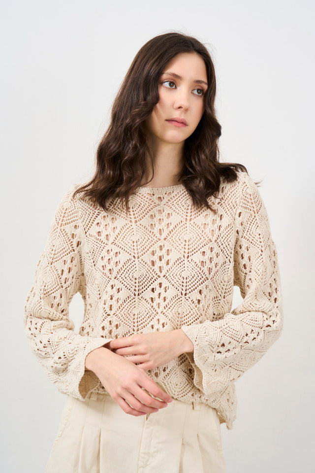 Women's crochet sweater with bell sleeves