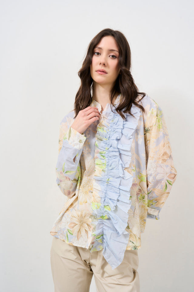 Korean shirt with patterned ruffles