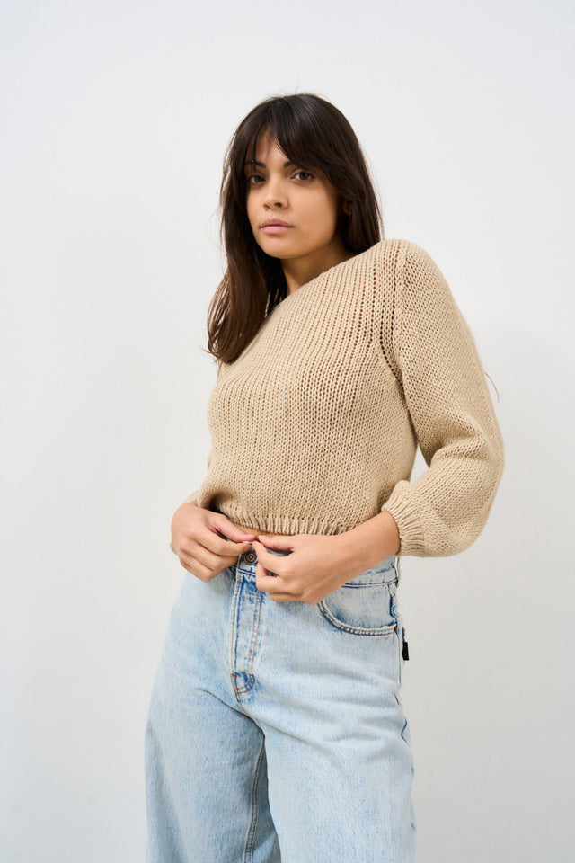Women's sweater in perforated knit