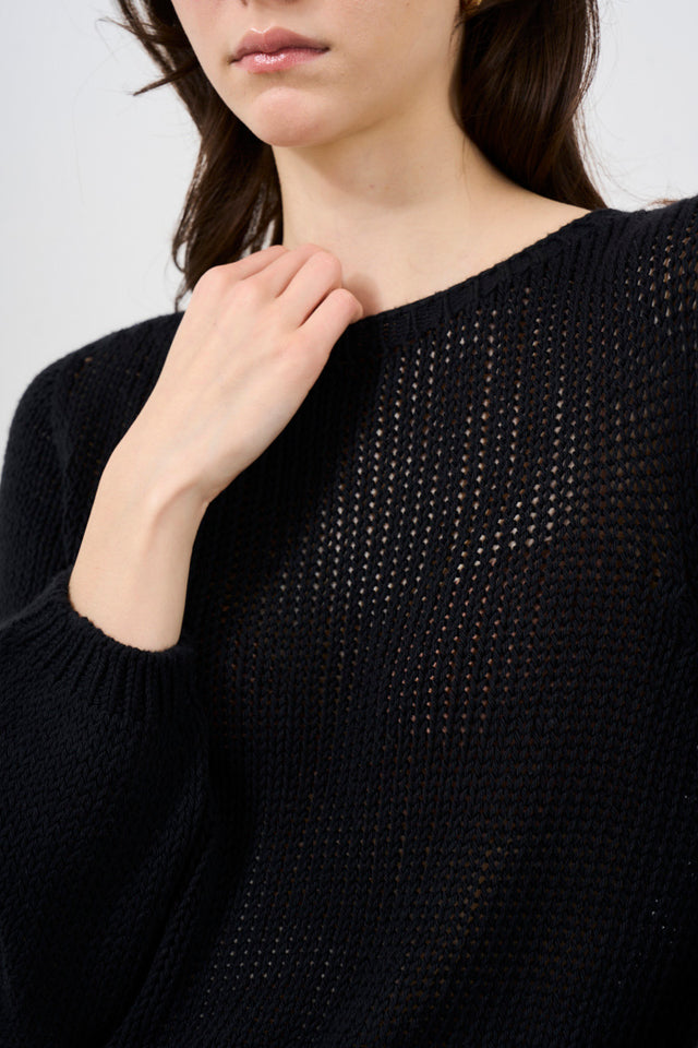 Women's sweater in perforated knit