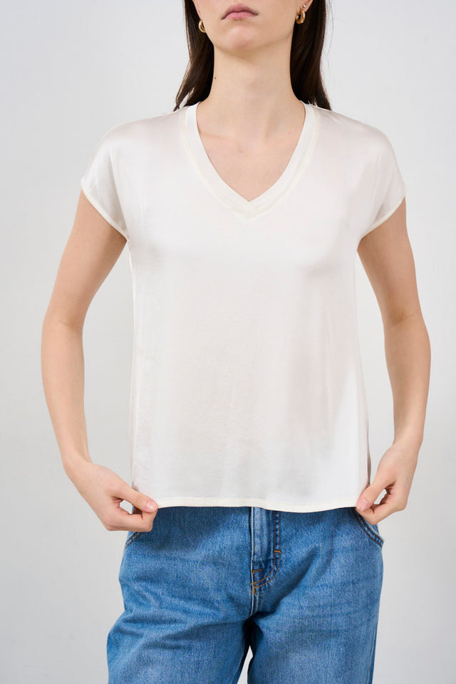 Women's satin top with V-neck