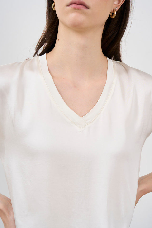 Women's satin top with V-neck