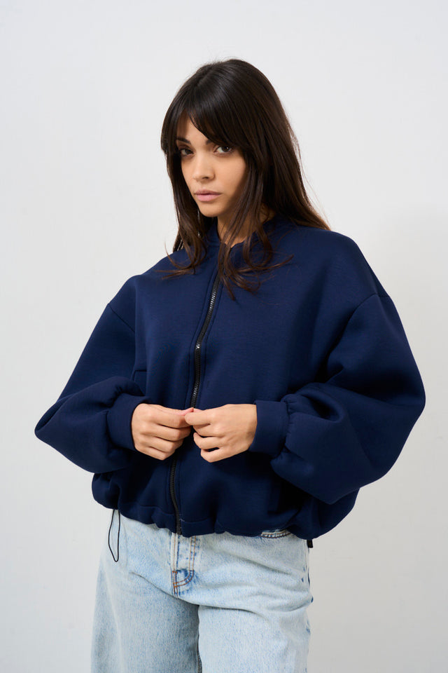 Women's sweatshirt with zip and adjustable bottom