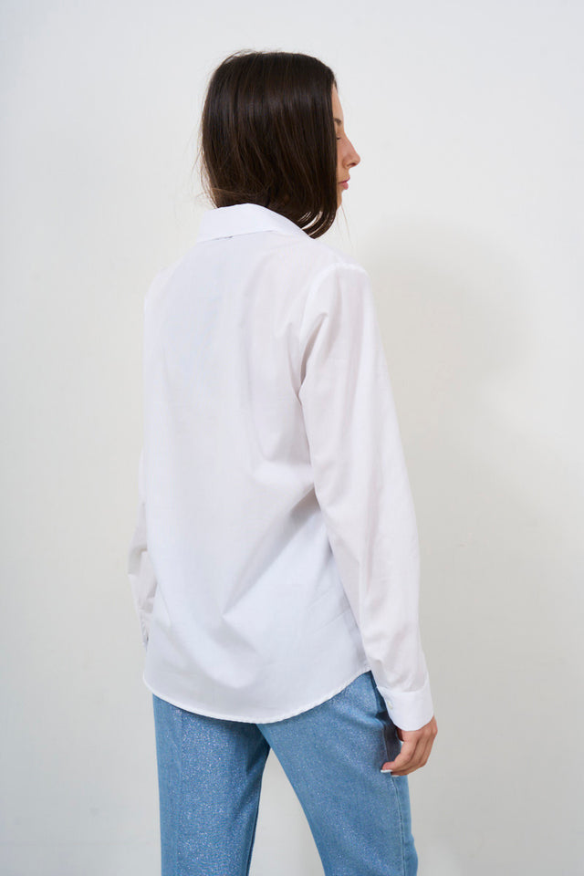 Camicia donna basic in popeline color bianco