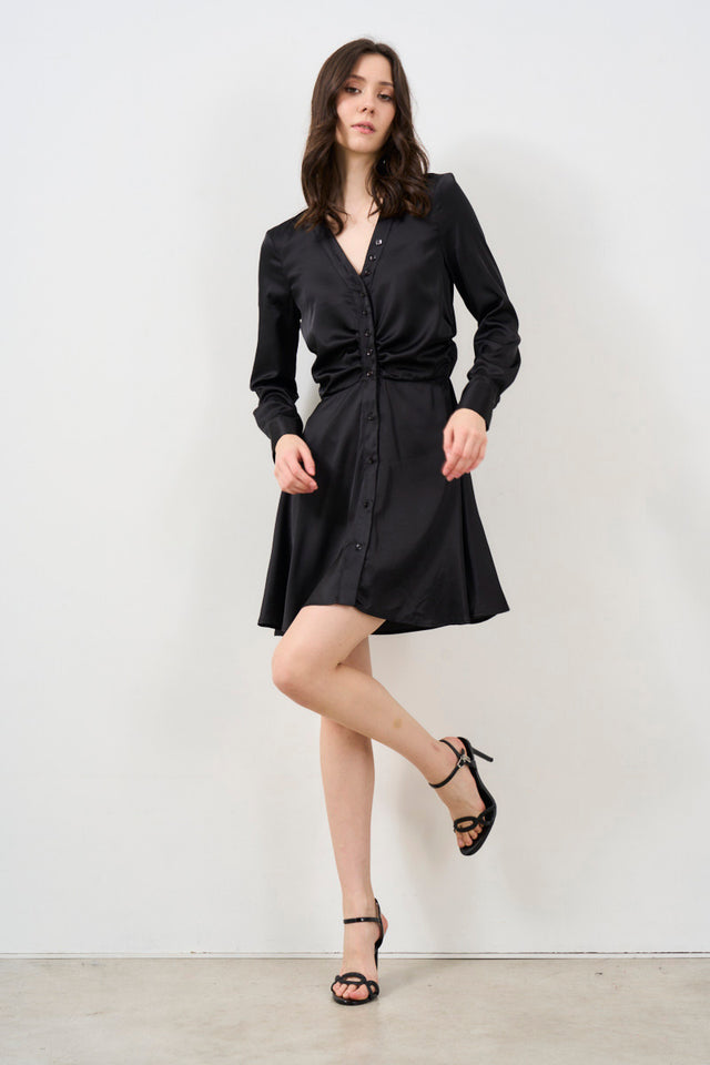 Women's satin dress with buttons