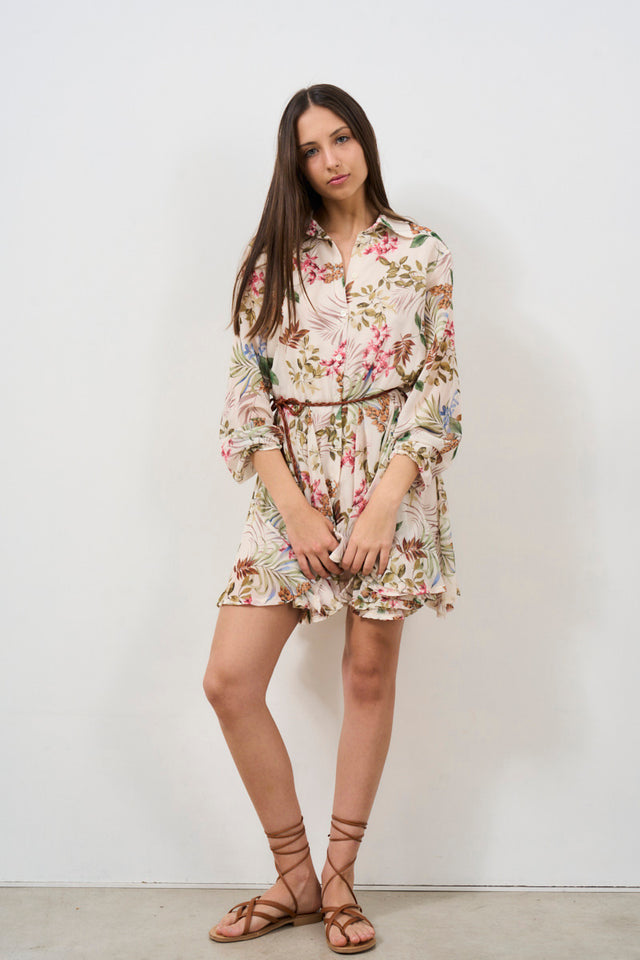 Women's flared dress with floral pattern