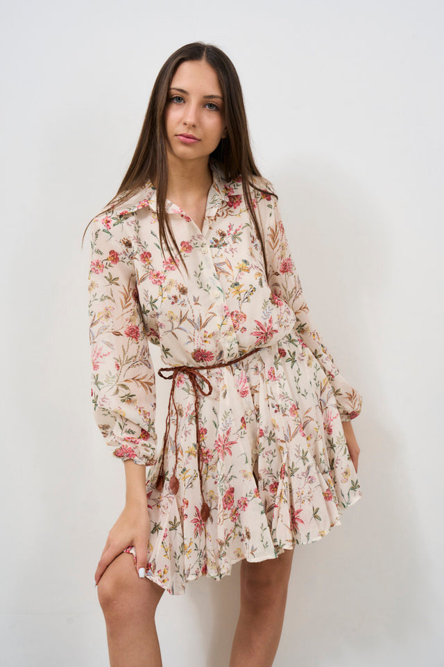 Women's floral patterned dress with belt