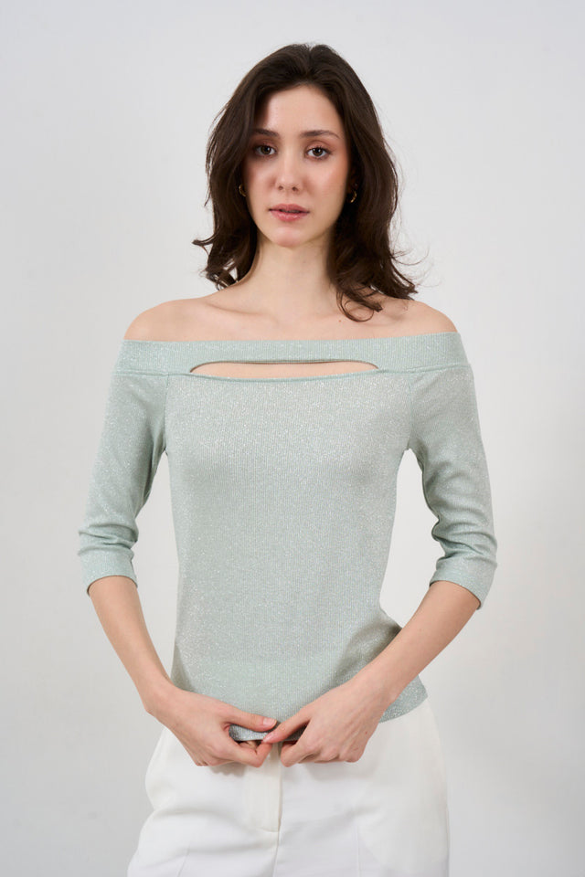 Women's lurex top with cut-out