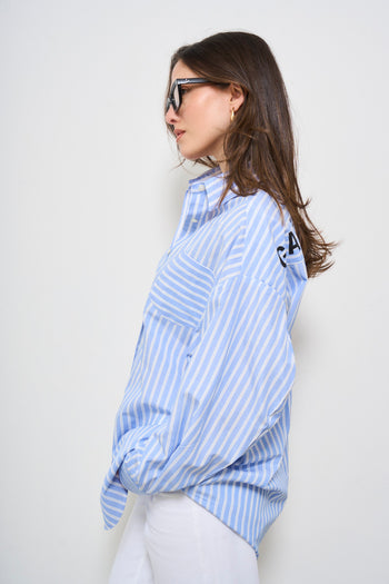 Camicia donna a righe celeste - 4