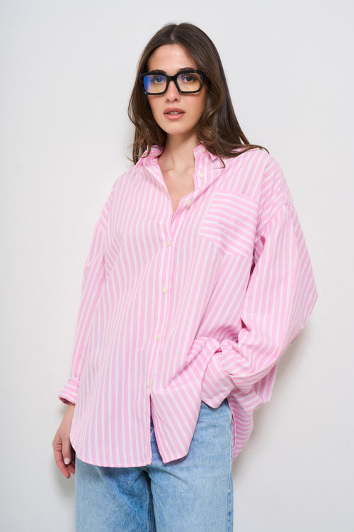 Camicia donna a righe rosa - 1