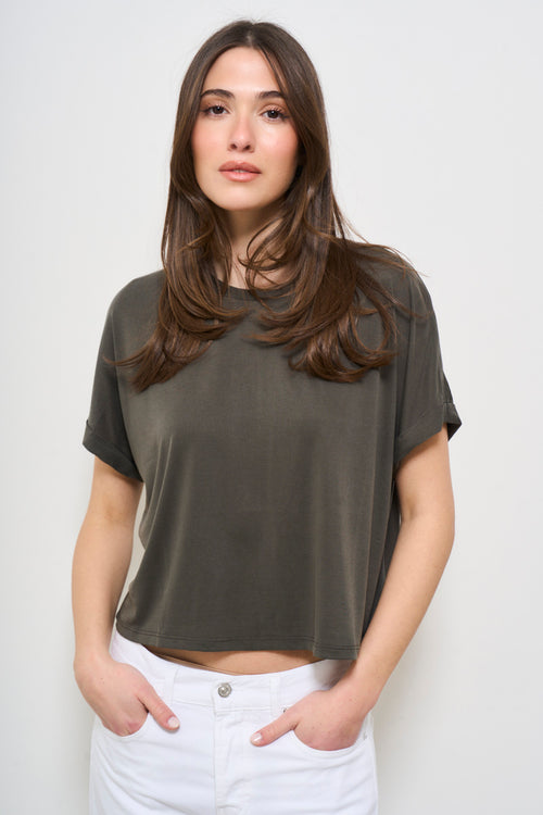 T-shirt donna girocollo khaki