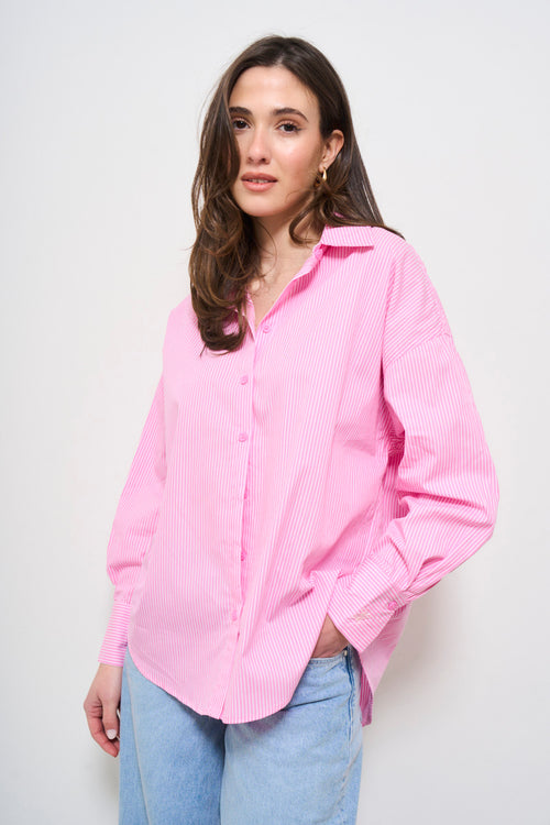 Camicia donna a righe rosa - 2